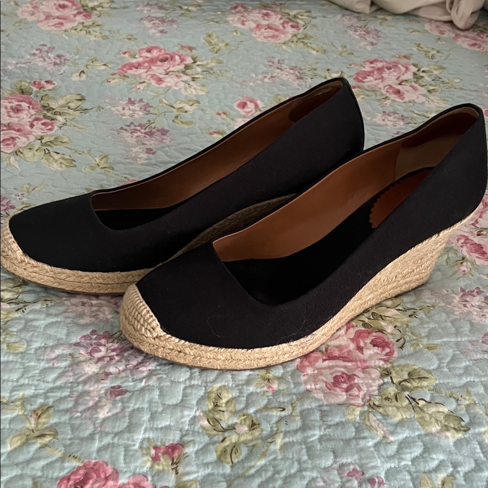 J.Crew Black Wedge Espadrilles